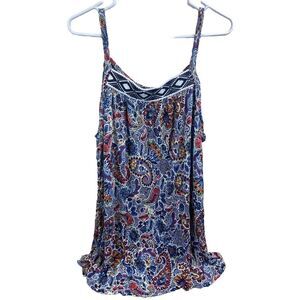 Avenue Tank Top Womens 18/20 Paisley Sleeveless Shirt Floral Tunic Knit Blue Red